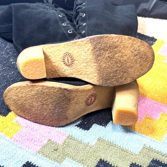 UGG Tall Suede Lace-Up Heeled Boot, Black US 9.5/EU 40.5/UK 8 - Picture 9 of 9